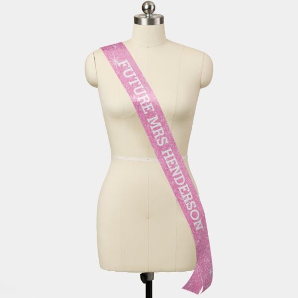 Pink Glitter Bride to Be | Personalized Name Sash