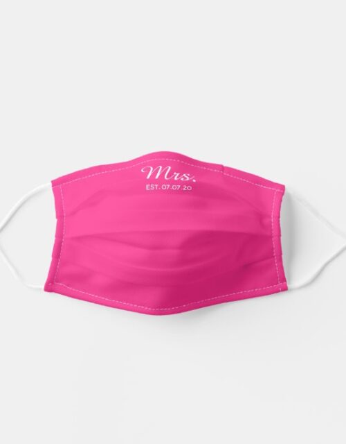 Pink Mrs Face Mask personalized wedding date