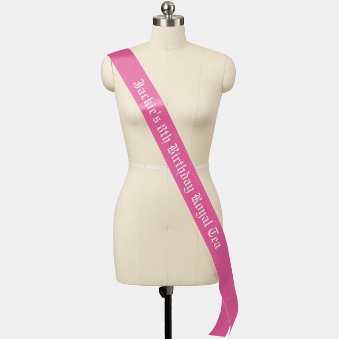 Pink or Custom Color Princess Birthday Party Sash
