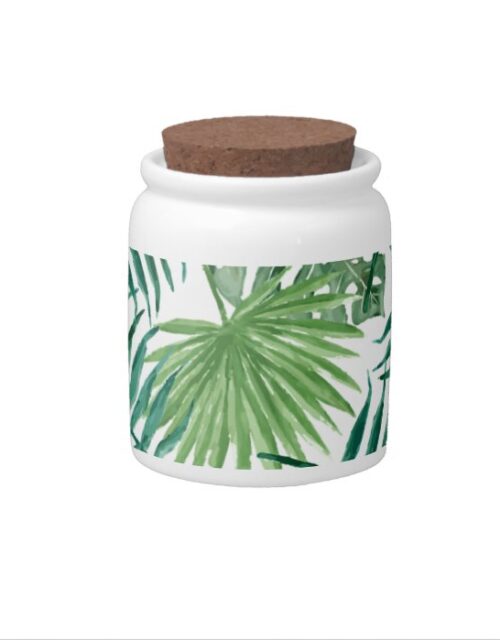 Plant Tropical Botanical Palm Leaf Candy Jar