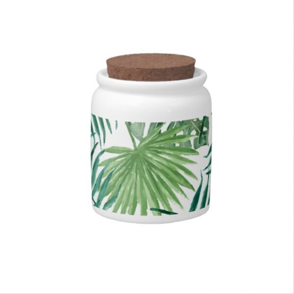 Plant Tropical Botanical Palm Leaf Candy Jar