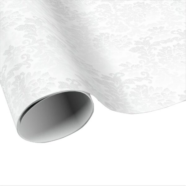 Pretty Floral White Damask Wedding Design Wrapping Paper