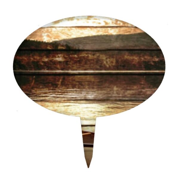 Primitive Wood grain reflection Lake House Canoe Cake Topper