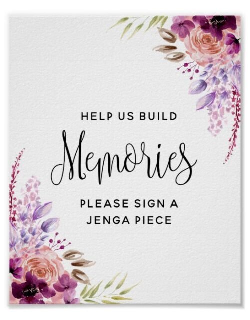 Purple and Violet, Building Memories Wedding Sign