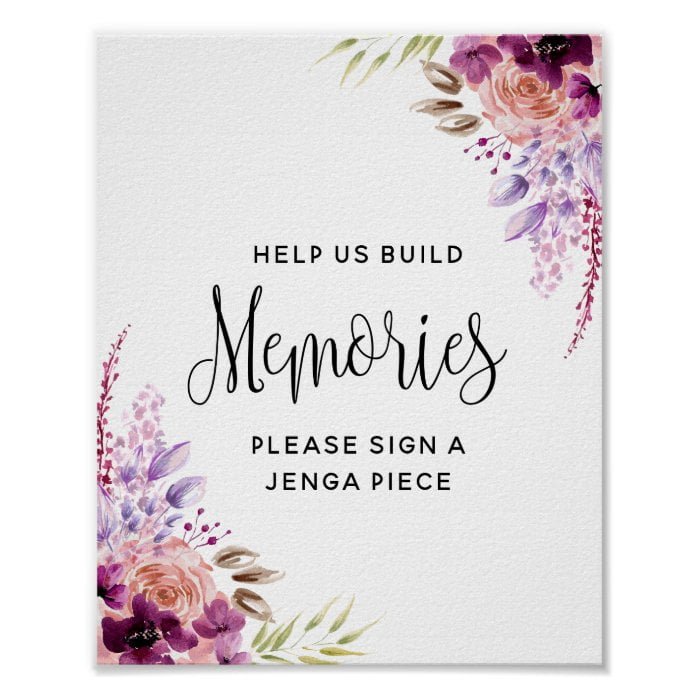 Purple and Violet, Building Memories Wedding Sign