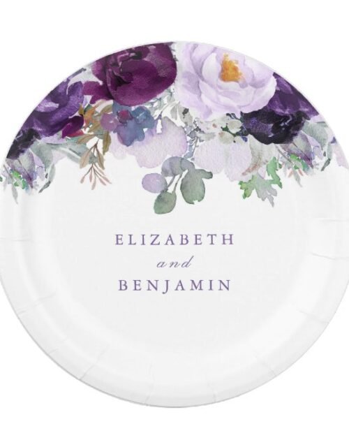 Purple Floral Paper Plate