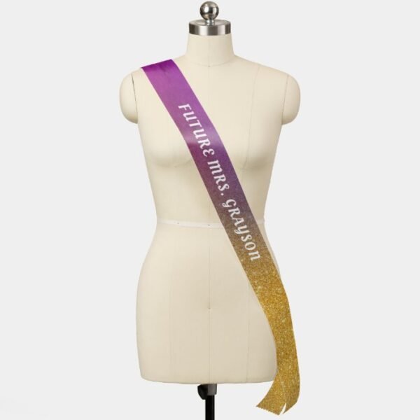 Purple Gold Glitter Ombre Bride Future Mrs Sash