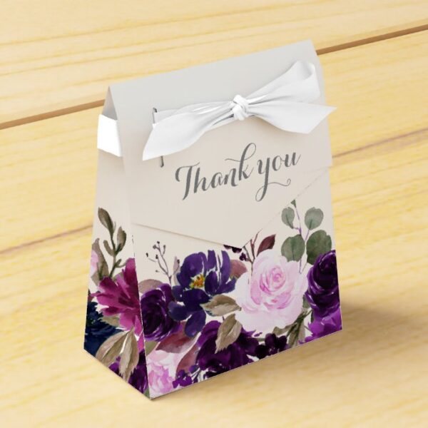 Purple Lavender Floral Boho Wedding Favor box