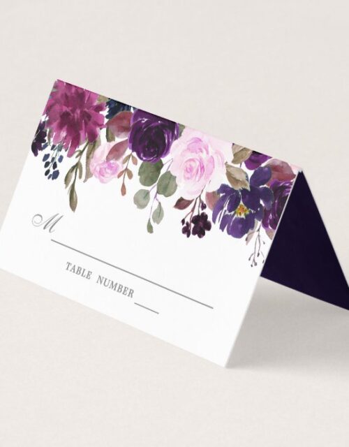 Purple Lavender Floral Boho Wedding Place  Card