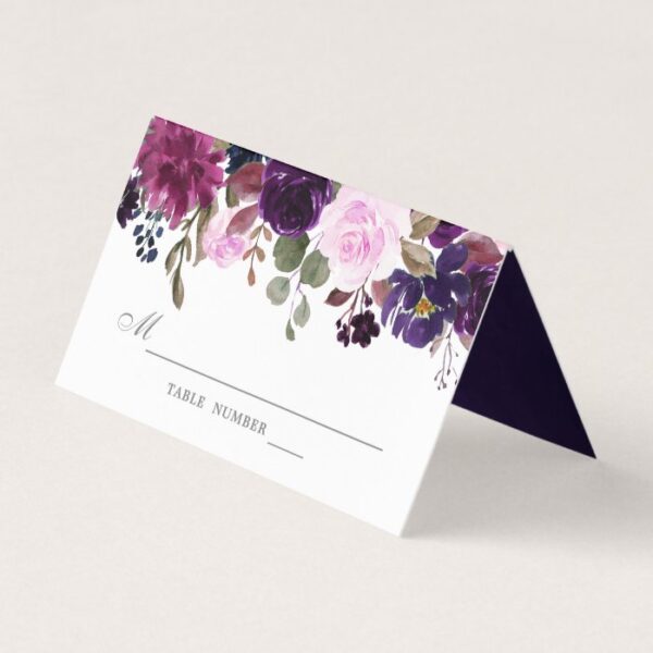 Purple Lavender Floral Boho Wedding Place  Card