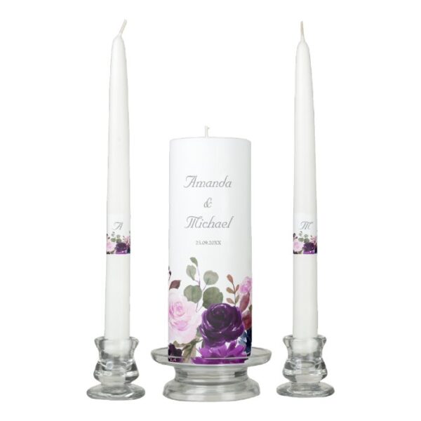 Purple Lavender Floral Boho Wedding unity candle