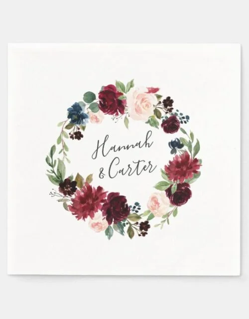 Radiant Bloom Personalized Wedding Napkins