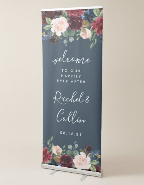 Radiant Bloom Wedding Welcome Retractable Banner