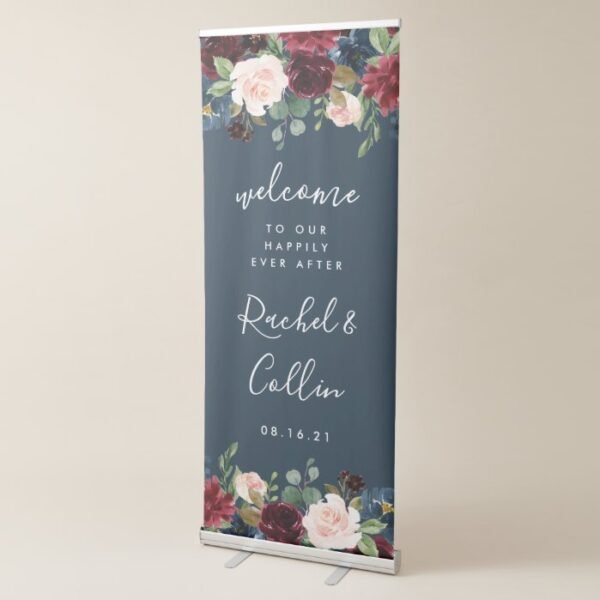 Radiant Bloom Wedding Welcome Retractable Banner