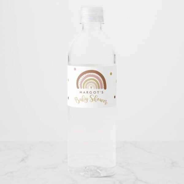 Rainbow Baby Shower Muted Pastel Rainbow Water Bottle Label