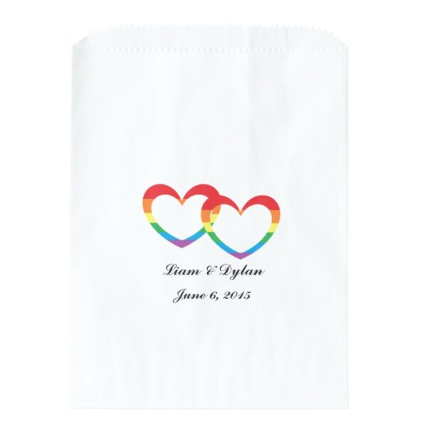 "Rainbow Double Hearts" Personalized Favor Bags