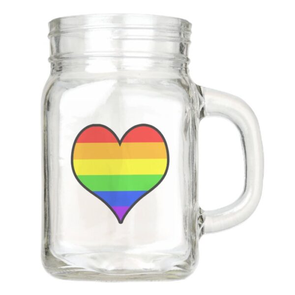 Rainbow Heart Mason Jar