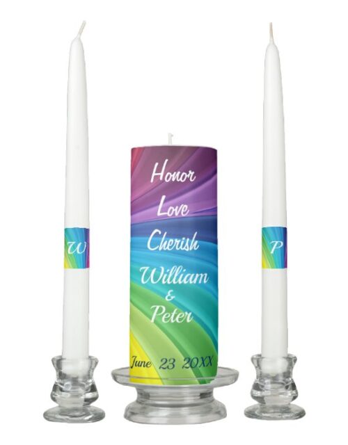 Rainbow Personalize Monogram Wedding Unity Candle