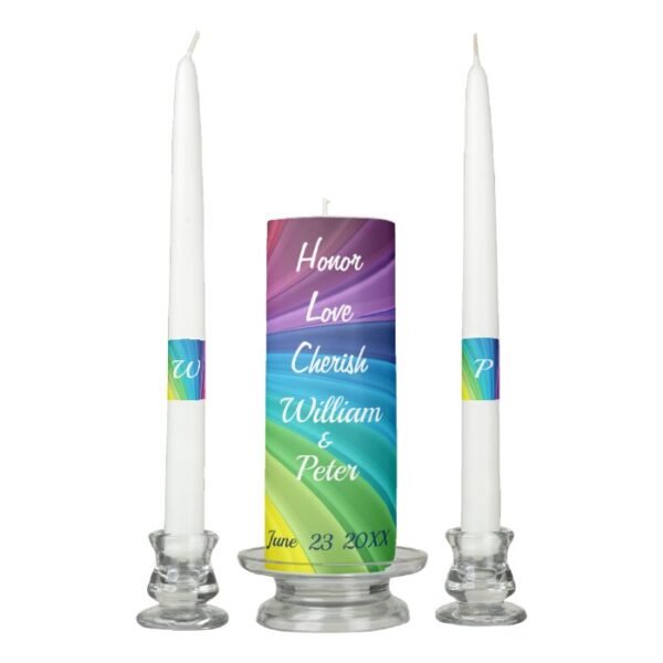 Rainbow Personalize Monogram Wedding Unity Candle