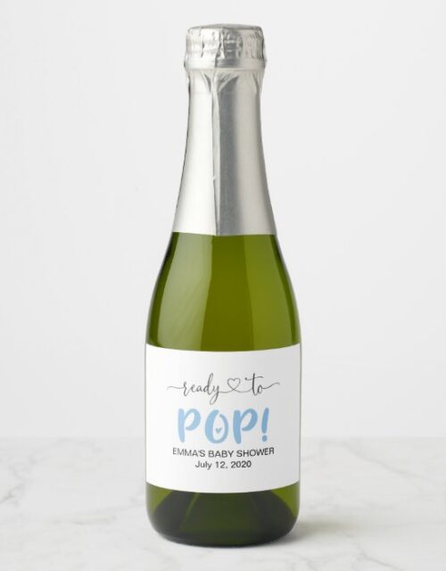 Ready To Pop Blue Mini Champagne Bottle Label