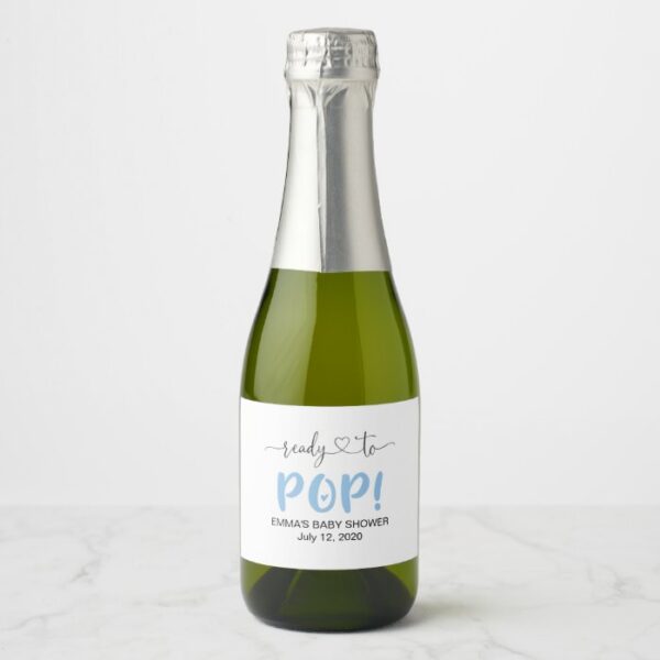Ready To Pop Blue Mini Champagne Bottle Label