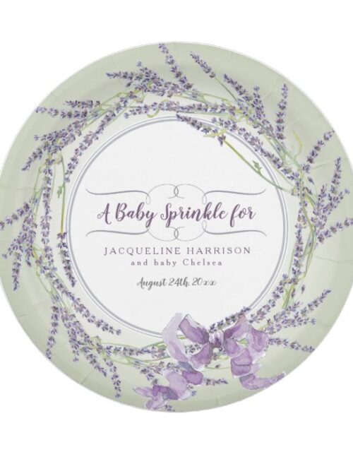 Reception Wreath French Lavender Floral Watercolor Paper Plate