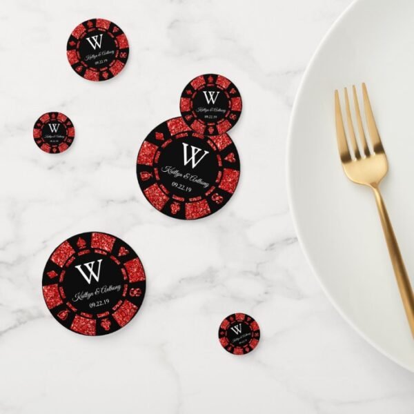 Red Glitter Poker Chip Casino Wedding Confetti