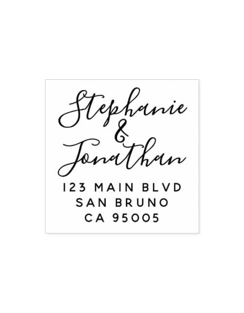 Return Address Elegant Modern Script Rubber Stamp