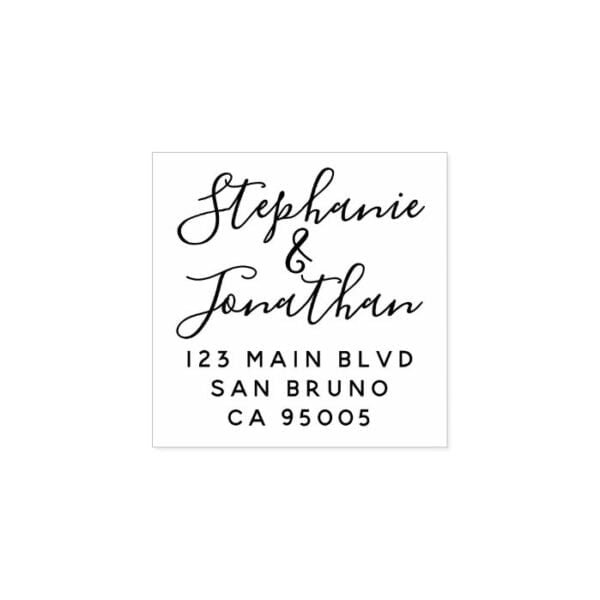 Return Address Elegant Modern Script Rubber Stamp