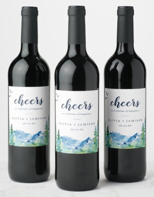 Rocky Mountain Cheers Wedding Wine Labels
