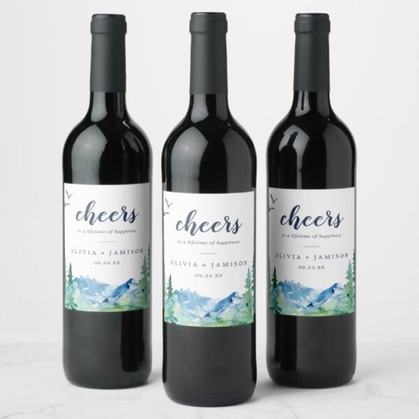 Rocky Mountain Cheers Wedding Wine Labels