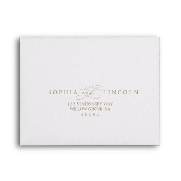 Romantic Gold Calligraphy RSVP Envelope