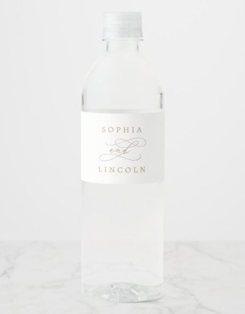 Romantic Gold Calligraphy Water Bottle Label
