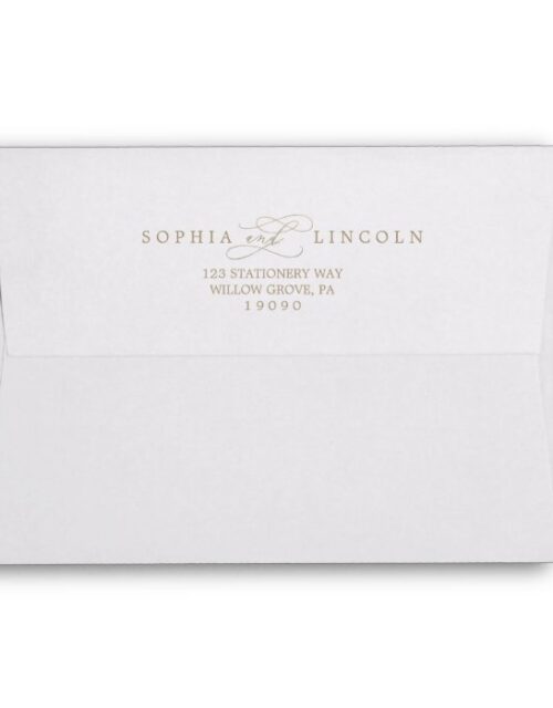 Romantic Gold Calligraphy Wedding Invitation Envelope
