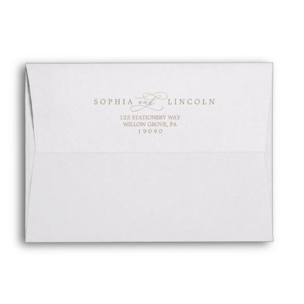 Romantic Gold Calligraphy Wedding Invitation Envelope