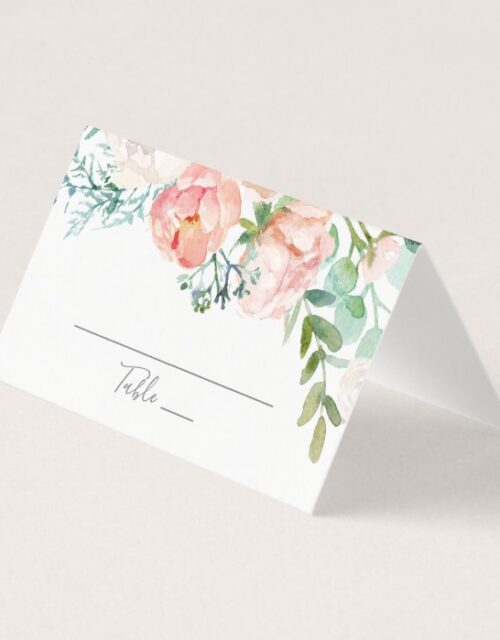 Romantic Peony Flowers Wedding Place Card
