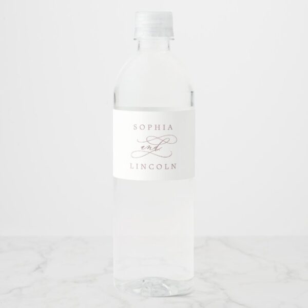 Romantic Rose Gold Calligraphy Water Bottle Label