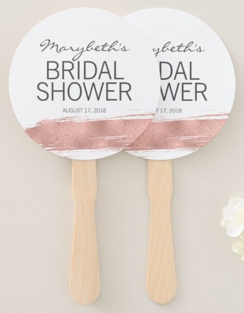 Rose Gold Brushstroke Bridal Shower Hand Fans