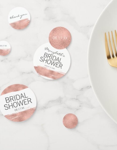 Rose Gold Brushstroke Bridal Shower Table Confetti