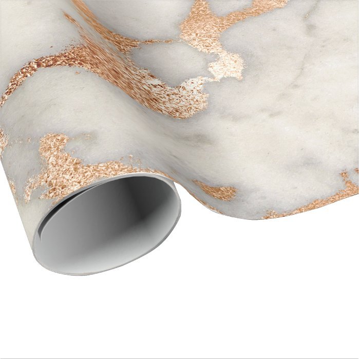 Rose Gold Copper Gray Abstract Molten Marble Glas Wrapping Paper