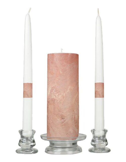 Rose Gold Copper Texture Metallic Wedding Unity Candle Set