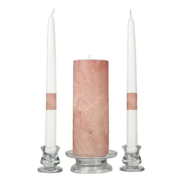 Rose Gold Copper Texture Metallic Wedding Unity Candle Set