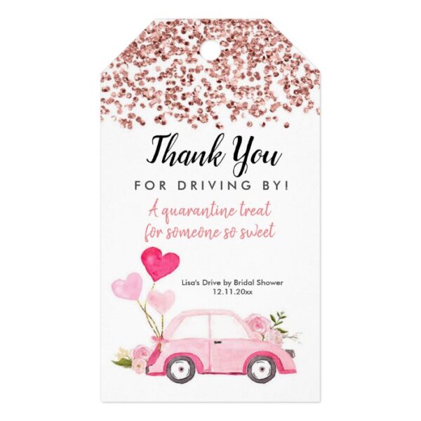 Rose Gold Drive by Bridal Shower Thank You Tag