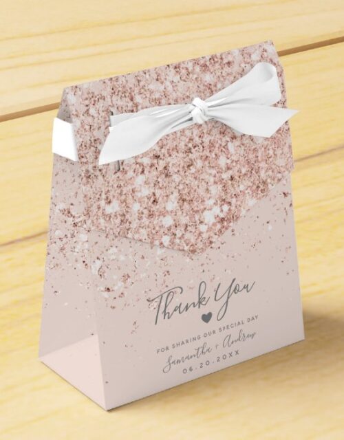 Rose Gold glitter blush pink thank you wedding Favor Box