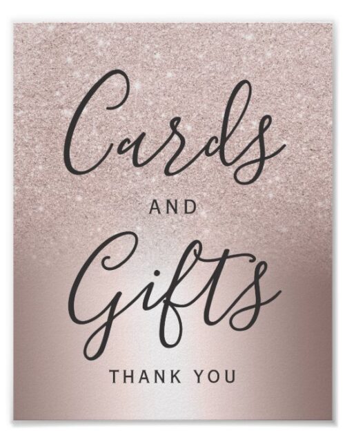 Rose gold glitter ombre metallic foil Card gifts Poster