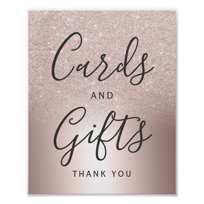 Rose gold glitter ombre metallic foil Card gifts Poster