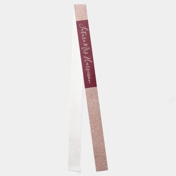 Rose Gold Glitter with Burgundy Wedding Sash