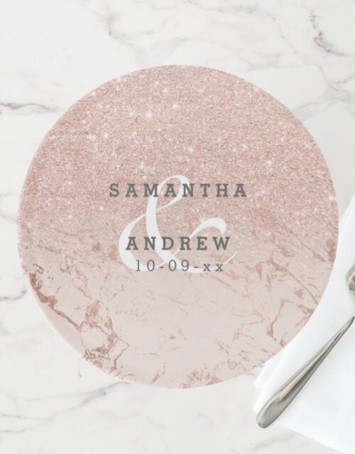 Rose gold marble glitter pink ombre wedding cake stand
