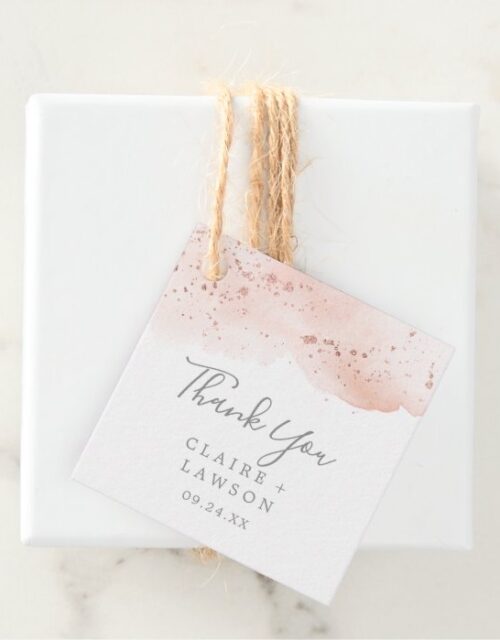 Rose Gold Watercolor Thank You Favor Tags