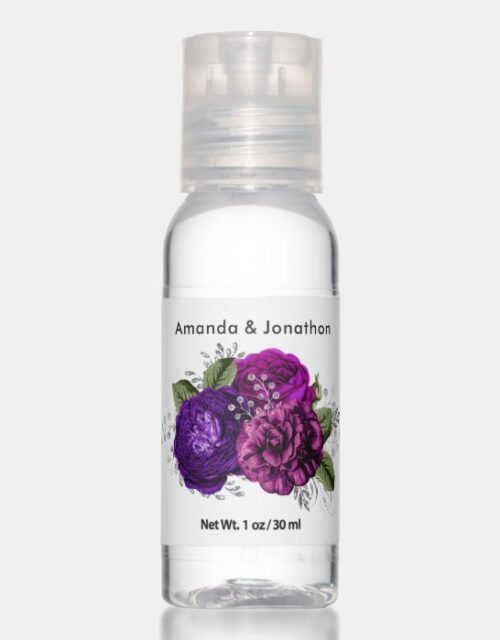 Royal Purple and Silver Floral Hand Sanitizer